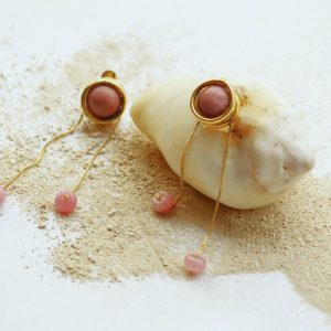 Aretes piedras rosas