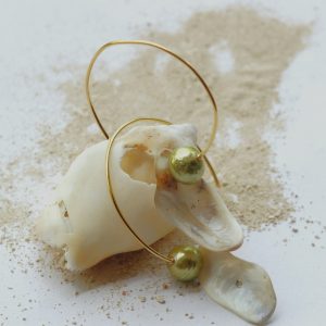 arracada perla verde con concha ostion